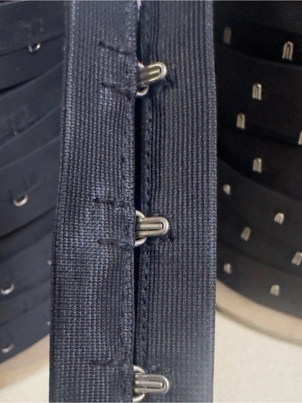 1 Yard Black Hook and Eye Tape Set Silver hardware 1” Inch Wide Polyester